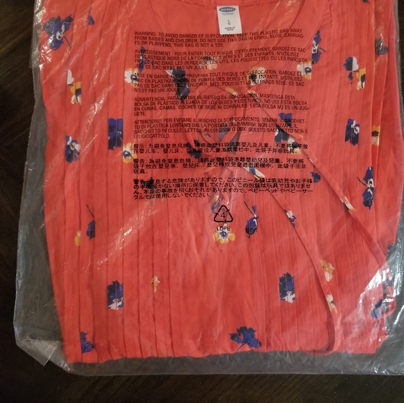 Old Navy Orange Floral Print Long Sleeve V Neck L - Picture 3 of 7